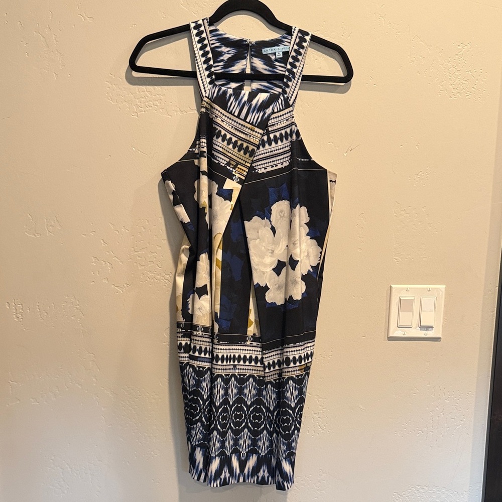 ANTONIO MELANI Navy Floral Halter Midi Dress